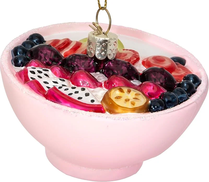 Besuche den SIKORA-Store SIKORA Früchte Müsli Schüssel besondere Weihnachtskugel Glas Christbaumschmuck Deko Figur Weihnachten Anhänger Ornament - Trend Line - BS543 — Weihnachtsdeko