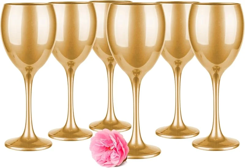 Besuche den Glasmark KROSNO 1992-Store Glasmark Krosno Weinglas Rotwein Weingläser Set Gläser Für Rotwein Weisswein Rotweinglas Rotweingläser Weissweingläser Wein Kelch Glas Spülmaschinenfest Metallisches Gold 6 x 300 ml — Wein und Festtafel