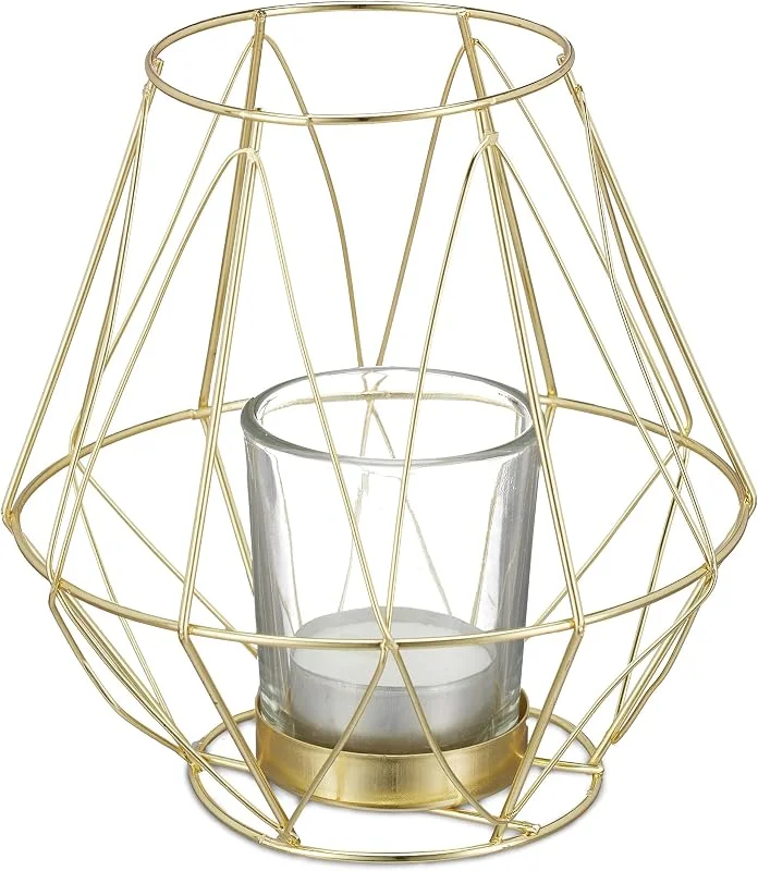 Besuche den Relaxdays-Store Relaxdays Teelichthalter, geometrisches Design, gold — Kerzenlicht Abendessen