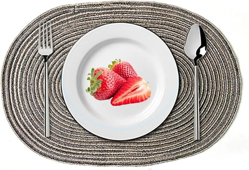 Besuche den Epinki-Store Epinki 2er Set Tischset Stoff Abwaschbar Oval 50x35CM, Polyester Baumwolle Platzset Abwaschbar Oval Einfarbig Hitzebeständige, Tischuntersetzer Waschbar Schwarz Grau für Küche Speisetisch — Küche & Haushalt