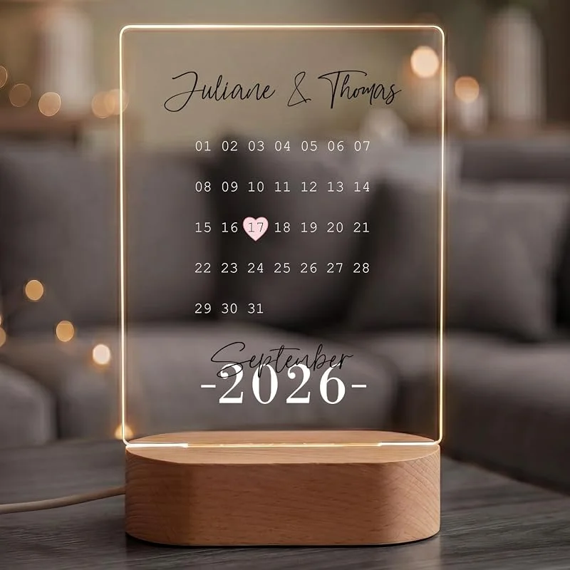 Besuche den GRAVURZEILE-Store GRAVURZEILE Beleuchtetes Acrylglas - Kalender mit Jahrestag - Personalisierte mit Namen & Datum - Pärchengeschenk zum Jubiläum - Geschenk zur Hochzeit Valentinstag für Sie & Ihn - Farbe: Schwarz — Kerzenlicht Abendessen