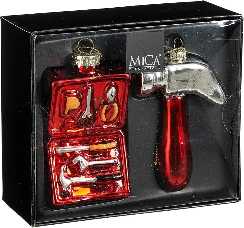 Besuche den MICA-Store Christbaumschmuck Glas 8, 5cm Werkzeug 2er Set Rot — Weihnachtsdeko