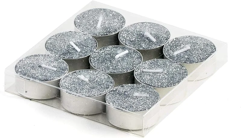 Besuche den DARO DEKO-Store DARO DEKO Teelichter mit Glitzer in Silber - 9 Stück — Kerzenlicht Abendessen