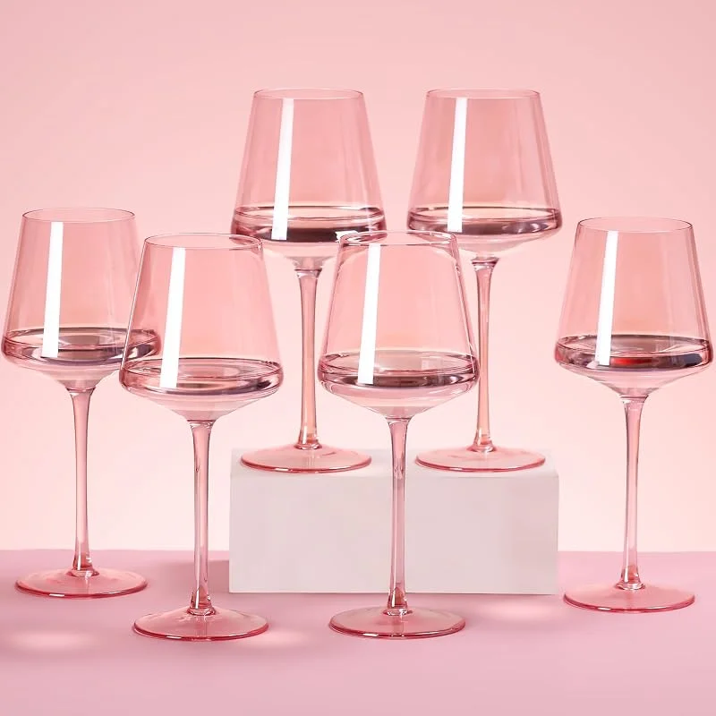 Marke: Physkoa Physkoa Pinkes Weingläser-Set, 170 ml, mundgeblasen, kristallfarben, mit langem Stiel, rosa Weinglas für Weinliebhaber, Hochzeit, Geburtstag, Valentinstag, Geschenke für Frauen — Wein und Festtafel