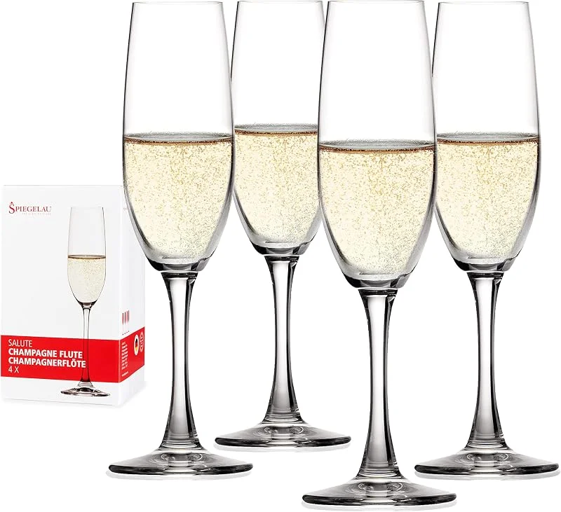 Besuche den Spiegelau-Store Spiegelau Champagner Gläser 210 ml, 4 Stück, Salute, 4720175, Champagnerflöten aus Kristallglas, Sektgläser spülmaschinenfest — Wein und Festtafel