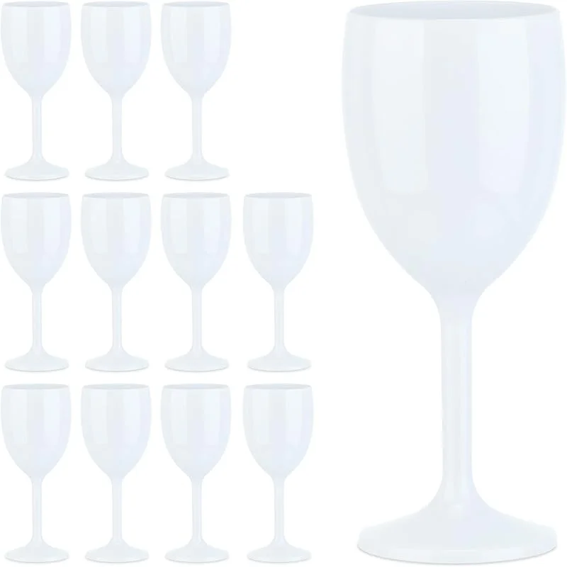 Besuche den Relaxdays-Store Relaxdays Weingläser Kunststoff 12er Set, bruchfest, BPA-frei, weiß — Wein und Festtafel