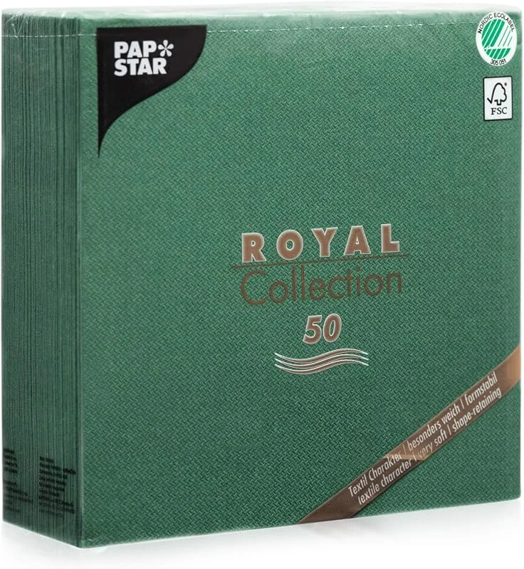 Besuche den PAPSTAR-Store Papstar 50 Stück "ROYAL Collection" 1, 4-Falz 40 cm x 40 cm dunkelgrün, #11606 — Advent und Tisch