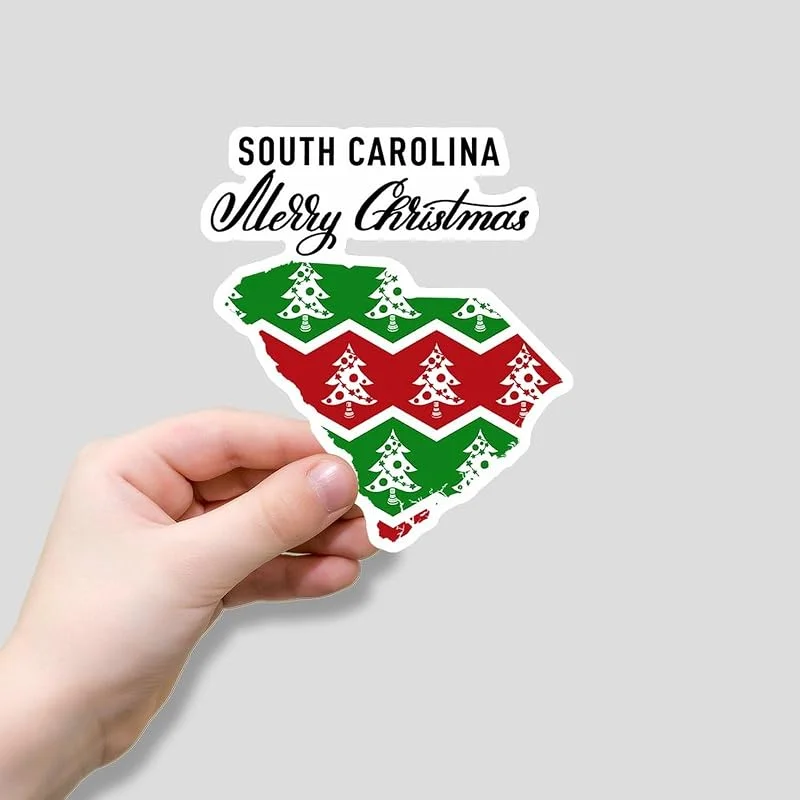 Marke: Zyadsinoudor South Carolina State Aufkleber, 50 Stück, warme Weihnachtsaufkleber, langlebig, zum Abziehen und Aufkleben, runde Etiketten, Geschenk für Kinder, Teenager, Geburtstag, Party, Laptop — Geschenkverpackung