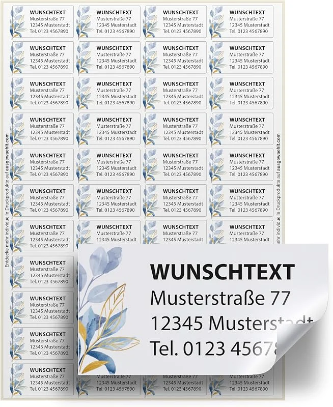 Marke: Ausgewählt verpackt Adressaufkleber personalisiert – 44 Adressetiketten selbstklebend – 4, 6 x 2, 4 cm – Absender Aufkleber mit Name selbst gestalten – (Motiv 2) — Geschenkverpackung