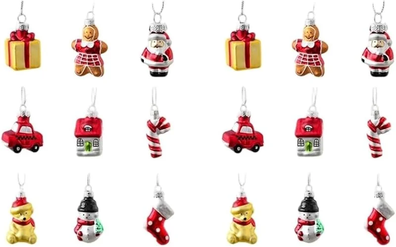 Marke: Hophelia 18 stück Glas-Weihnachtsschmuck Set, Vintage Weihnachtsbaumschmuck, Glas Hängende Dekorationen Bemalte Ornamente Für Baum Weihnachten Hängende Weihnachtsdekoration