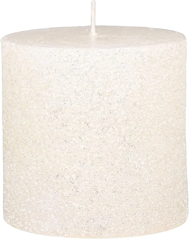 Marke: Chic Antique Chic Antique Macon rustikale Stumpenkerze versch.Farben und Größen Kerze Antik NEU Altarkerzen 100 % Paraffin lange Brenndauer (Creme m. Glitzer, 10x10 cm) — Kerzenlicht Abendessen
