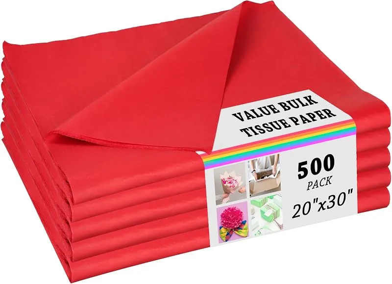 Marke: PINWATT Rotes Seidenpapier für Geschenktüten, 500 Blatt, 50, 8 x 76, 2 cm, rotes Verpackungspapier für Geschenkverpackung, Kunst, Handwerk, DIY, Füllstoff, Blume, Valentinstag, Weihnachten, Geburtstag, Hochzeit