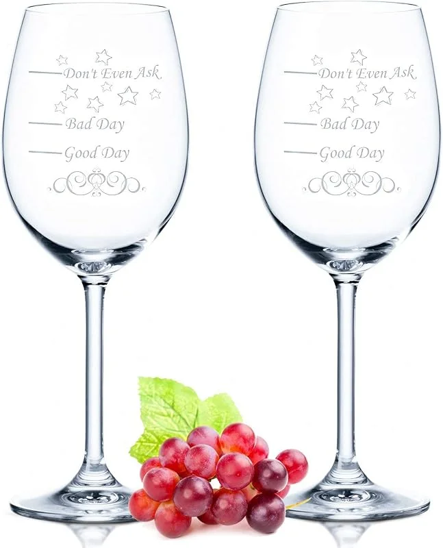 Besuche den GRAVURZEILE-Store GRAVURZEILE 2x XL Weinglas - Good Day Bad Day Don't Even Ask - Geburtstagsgeschenk - Lustige Geschenke - Geeignet als Weißweingläser Rotweingläser - Originelles Geschenk - Weingläser — Wein und Festtafel