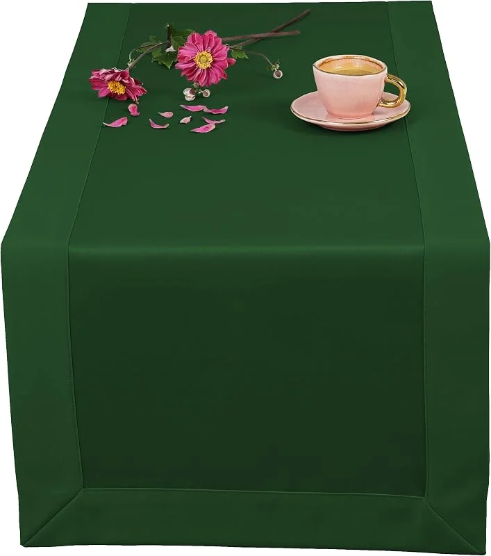 Marke: invitta Tischläufer Classic Elegance Tannengrün 40x80 cm, Uni Glatt Elegant mit 5 cm Kuvertsaum Fleckabweisend mit Lotuseffekt 100% Polyester, O5 H200 3786 — Küche & Haushalt