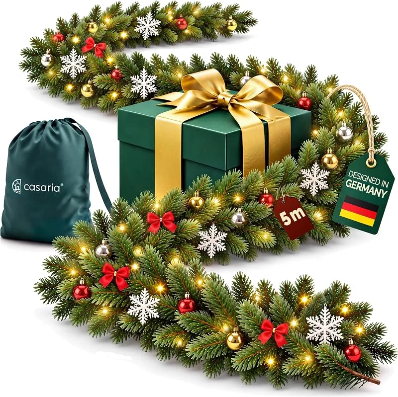 Besuche den CASARIA-Store CASARIA LED Weihnachtsgirlande 5 m mit Deko, 140 LEDs, 430 PE-Spitzen — Weihnachtsdeko