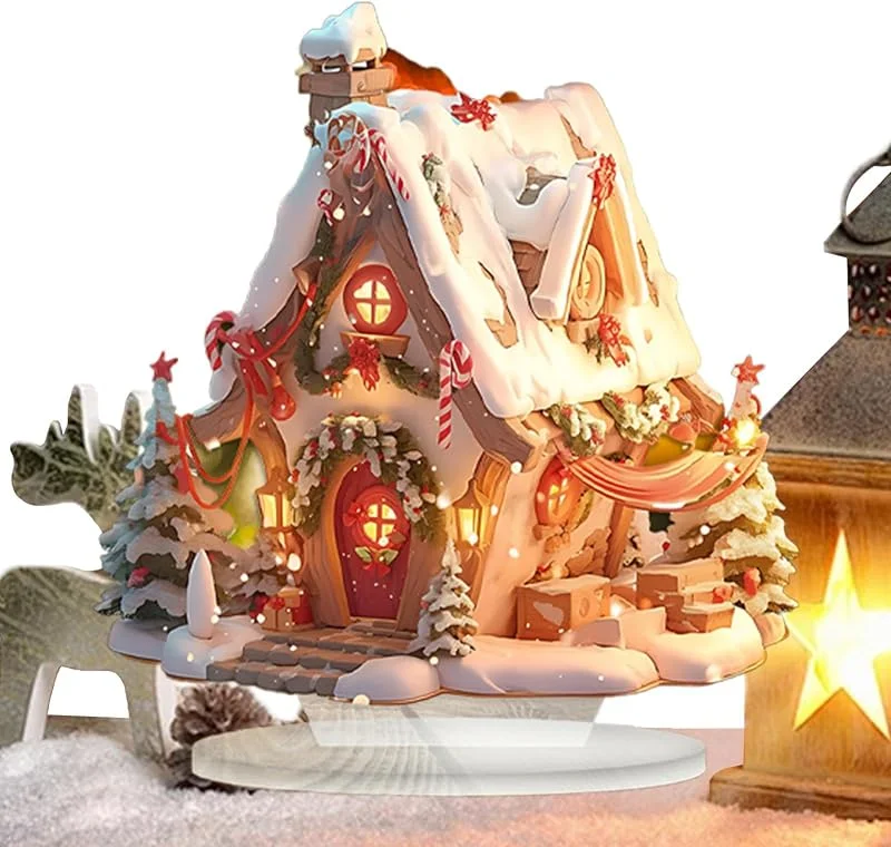 Marke: Dtaigou Weihnachtsdorfhäuser beleuchtet, Weihnachtshütten-Tischdekorationen - LED Schneehaus 2D Acrylschild, Beleuchtete Weihnachtshütte, Weihnachtshaus-Dekoration, Figur für Toilette, Küche — Weihnachtsdeko