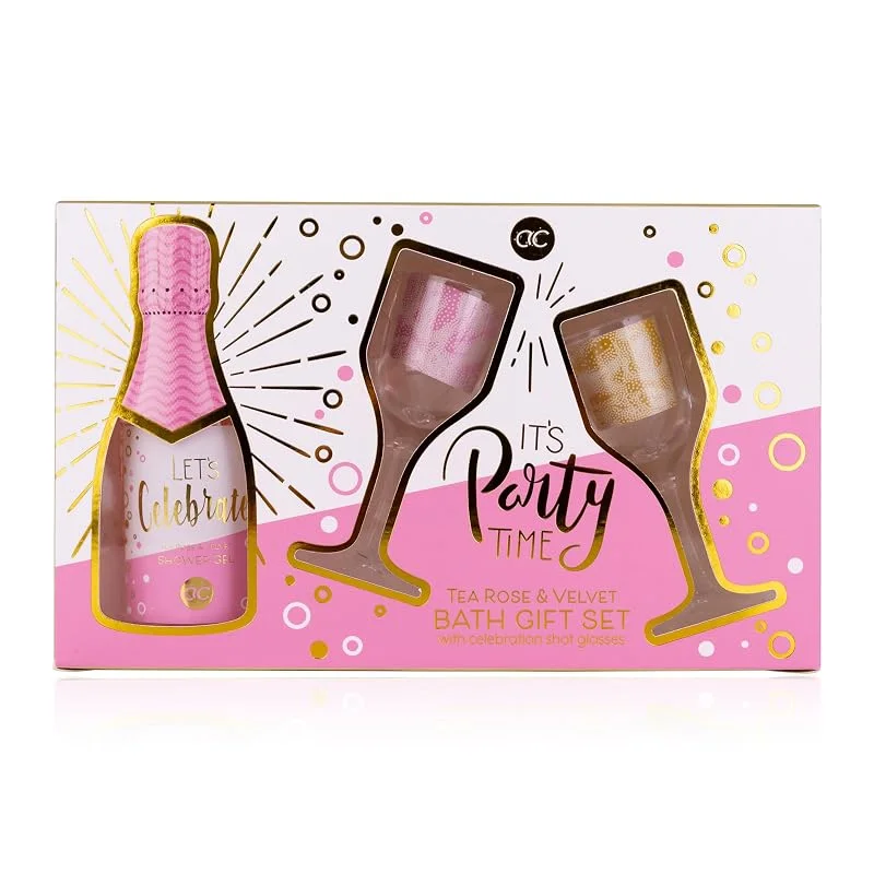 Besuche den accentra-Store Accentra Geschenkset LET'S CELEBRATE für Frauen in schöner Geschenkbox, 150ml Duschgel, 2 x Shotglas in Sektglasform (je 2.5cl), Pflegeset für Frauen & Mädchen zum Geburtstag & besonderen Anlässen — Hautpflege