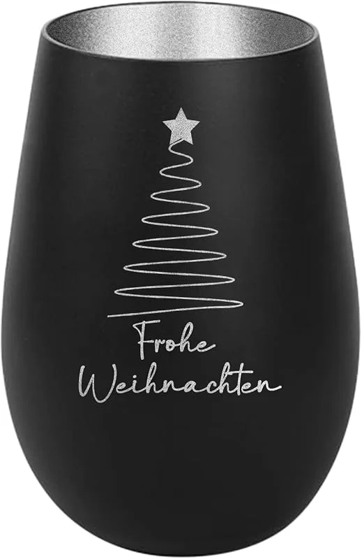 Besuche den Der-Porzellan-Laden-Store Windlicht mit Gravur Frohe Weihnachten Baum schlicht, Schwarz Silber, Teelichthalter Weihnachten aus Glas, Weihnachtsdeko Tischdeko — Advent und Tisch