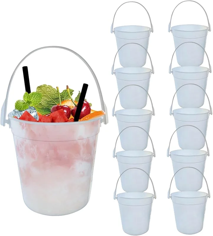 Marke: Liummrcy Champagnereimer, Eiseimer für Partys Plastik wiederverwendbarer Cocktail Rum Eimer 10 Stück Getränk Weinbier Eimer 1l — Wein und Festtafel