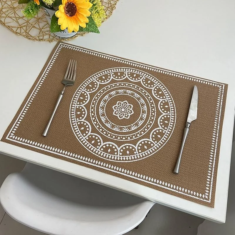 Besuche den Epinki-Store Epinki Tischset Weihnachten Vintage Quadratisch, 2Pcs Set PVC Platzset Weihnachten Modern Mandala Blumen Muster, Tischuntersetzer Esstisch Weiß für Speisetisch Platz-Matten, 30x45CM — Küche & Haushalt