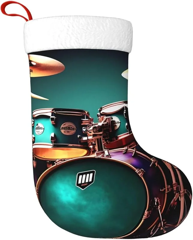 Marke: Edwal EdWal Coole Drum-Set-Druck, personalisierte Weihnachtsstrümpfe, 45, 7 cm, hängende Strümpfe, für Feiertagsparty-Dekoration — Weihnachtsdeko