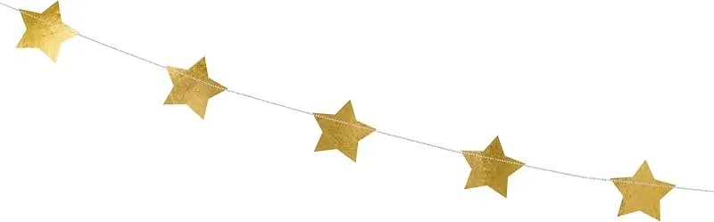Besuche den PartyDeco-Store PartyDeco Girlande mit Goldsternen-Goldene Sterne Anhänger-Goldene Spiegelfolie Maße: 3, 6 m Weihnachten Silvester Hochzeit Geburtstag Dekoration Hintergrund Vorhang — Advent und Tisch