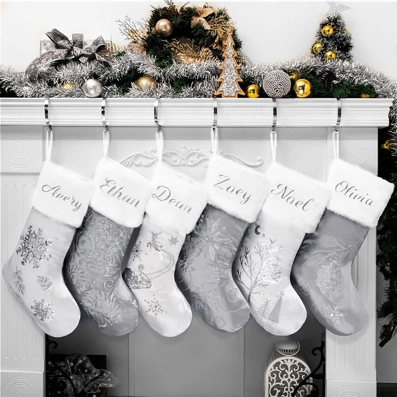 Besuche den Beyond Your Thoughts-Store Beyond Your Thoughts Personalisiert Weihnachtsstrumpf, Benutzerdefinierte Fleisch Nikolausstrumpf Kamin mit Namen, 1 Stück Großer Christmas Stocking — Weihnachtsdeko