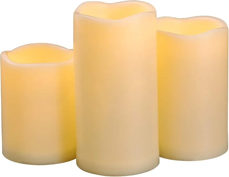 Besuche den CANDLE IDEA-Store 3er Pack 10 13 15 cm wasserfeste Außen-LED-Timer-Kerzen, 1000 Stunden Batterie-Laufzeit, flackernd, batteriebetrieben, elektrische LED-Stumpenkerzen für Outdoor, Hochzeiten, Laternen-Dekoration — Advent und Tisch