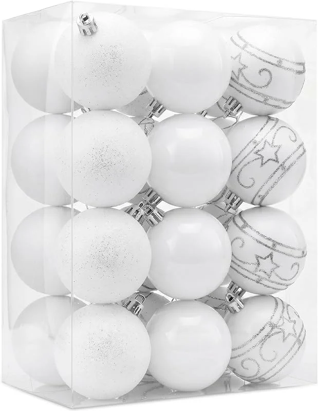Besuche den CASARIA-Store CASARIA® Weihnachtskugeln 24tlg Kunststoff weiß — Weihnachtsdeko