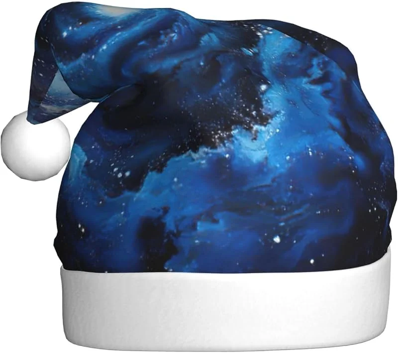 Marke: Tamiger Weihnachtsmützen mit blauem Galaxie-Druck, saisonal festlich — Weihnachtsmode