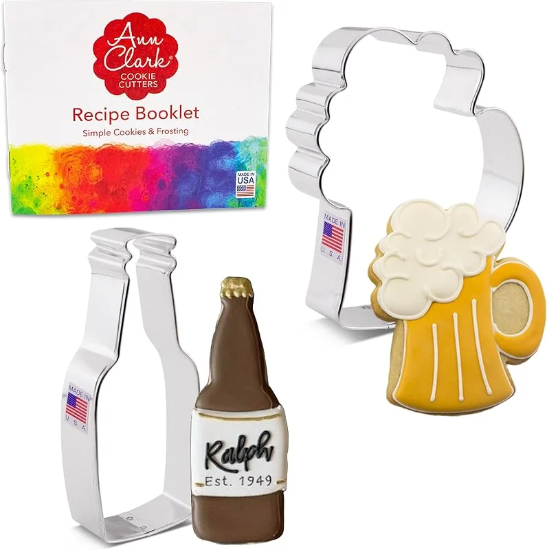 Besuche den Ann Clark Cookie Cutters-Store Cocktail-Ausstechformen, 2-teiliges Set, hergestellt von Ann Clark USA, Bier-, Limonadenflasche, Bierkrug, Krug — Weihnachtskueche