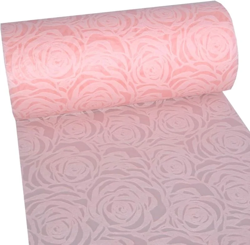 Besuche den Deko AS GmbH-Store Dekoflor Tischband Tischläufer Tischdeko einzigartiges Rosen Design (Wasserfest, Lotuseffekt, samtige Oberfläche, 25 m Rolle, 30 cm Breite, 100% Nylon), Lachs — Küche & Haushalt