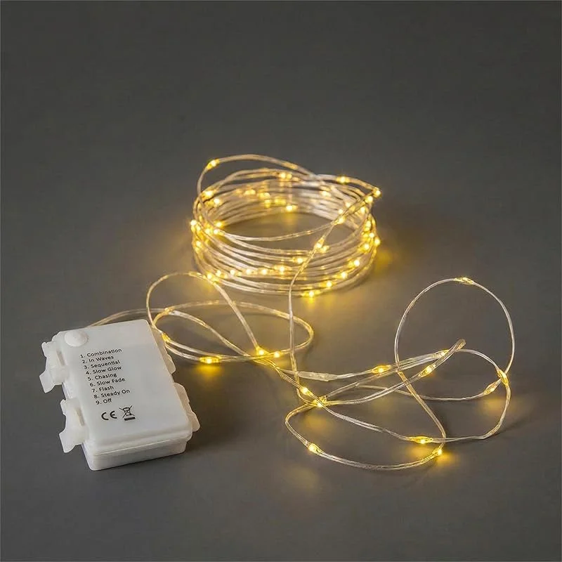 Marke: LEDs24.com Lichterkette außen 7, 2 m 96 LEDs Batterie Timer Micro warmweiß — Weihnachtsbeleuchtung