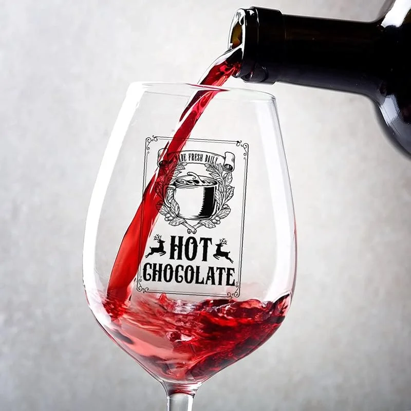 Marke: Rimego Weingläser hergestellt frisch täglich heiße Schokolade Urlaub Geschenke für Kollegen Set mit 2 Stück tolles Weingeschenk für Hochzeitstag, Weihnachten, Geburtstag, 482 ml — Wein und Festtafel