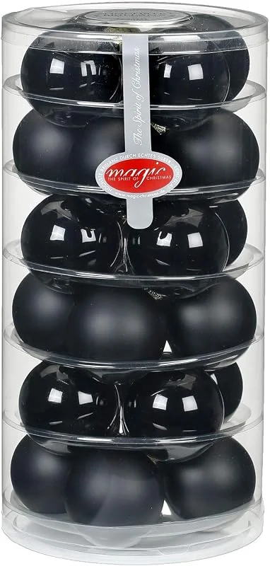 Besuche den Inge-glas-Store 24 Christbaumkugeln Glas 6cm, Weihnachtskugeln Weihnachtsschmuck Weihnachtsdeko Baumkugeln Baumschmuck Christbaumschmuck Kugeln Glaskugeln Dose, Farbe: Schwarz Glanz, Matt