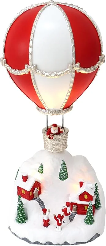 Marke: MOMENTS IN TIME Heißluftballon Weihnachtsdorf mit LED-Lichtern und Musik — Weihnachtsdeko