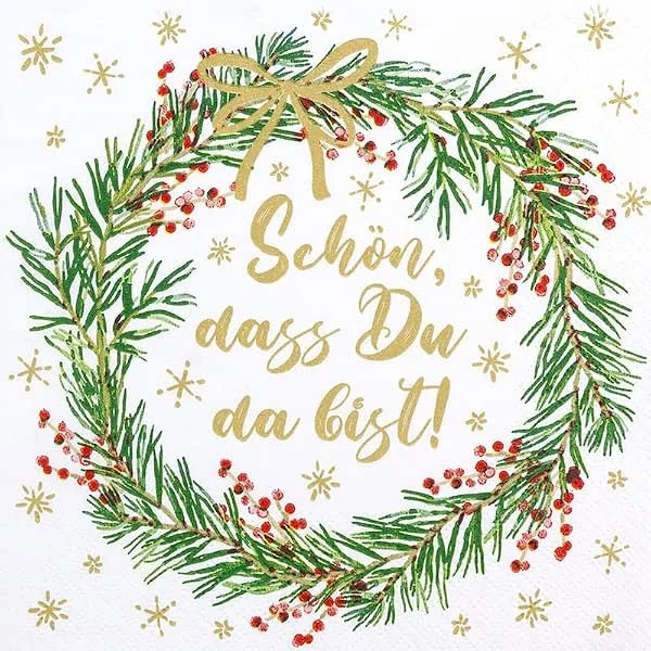 Besuche den Home Fashion-Store Home Fashion 20 Servietten Weihnachten Weihnachtskranz „Schön“ als Tischdeko. Papierservietten weihnachtlich mit Motiv. Auch für Decoupage und Serviettentechnik 33x33cm — Advent und Tisch