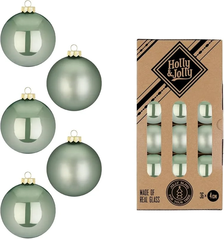 Marke: Holly & Jolly Holly & Jolly - Weihnachtskugeln Mild Sage, 36 Stück — Weihnachtsdeko