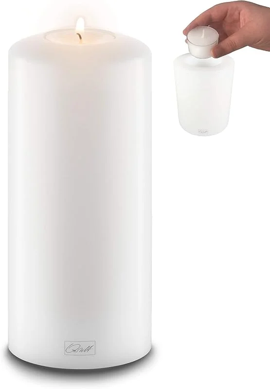 Besuche den Qult-Store Qult Farluce Classic • Teelichthalter in Kerzenform • Kerze • Kunststoffkerze in Kerzenoptik • Teelichtkerze mit Teelichteinsatz • inkl. Teelicht • (Ø 8 H 18 cm) — Advent und Tisch