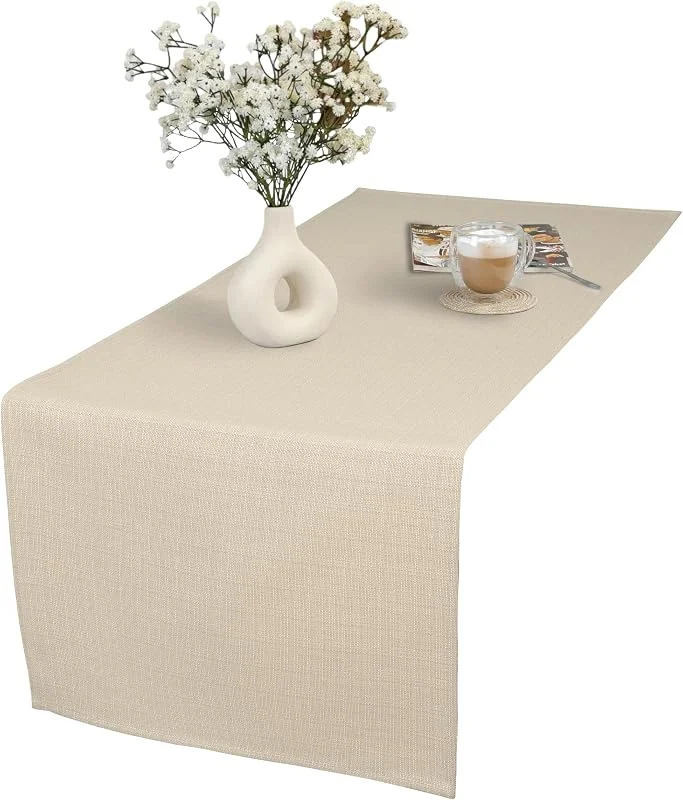 Marke: invitta Tischläufer 40x120 cm Beige Baumwolle Polyester Mischung 230 g, m2 - Hochwertig, Elegante Leinenoptik, Fleckenschutz Cotton Tischtuch mit Lotuseffekt, Pflegeleicht, O1-P130 — Küche & Haushalt