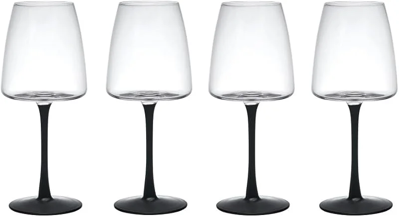 Besuche den MIKASA-Store MIKASA Palermo Kristall-Weißweingläser 4er-Set, 400ml, Weißweinglas-Set mit schwarzem Stiel, 100% bleifreies Kristall - Geschenkkarton & spülmaschinenfest — Wein und Festtafel