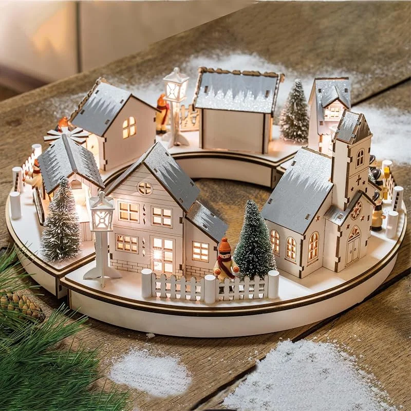 Besuche den hellum-Store hellum LED Weihnachtsdorf warmweiß, mit Batterie für innen, Set im Kreis — Weihnachtsdeko