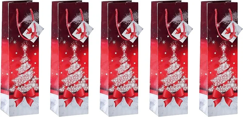 Besuche den Sigel-Store SIGEL Flaschen Geschenktüten aus Papier Sparkling Tree 5er Set — Geschenkverpackung