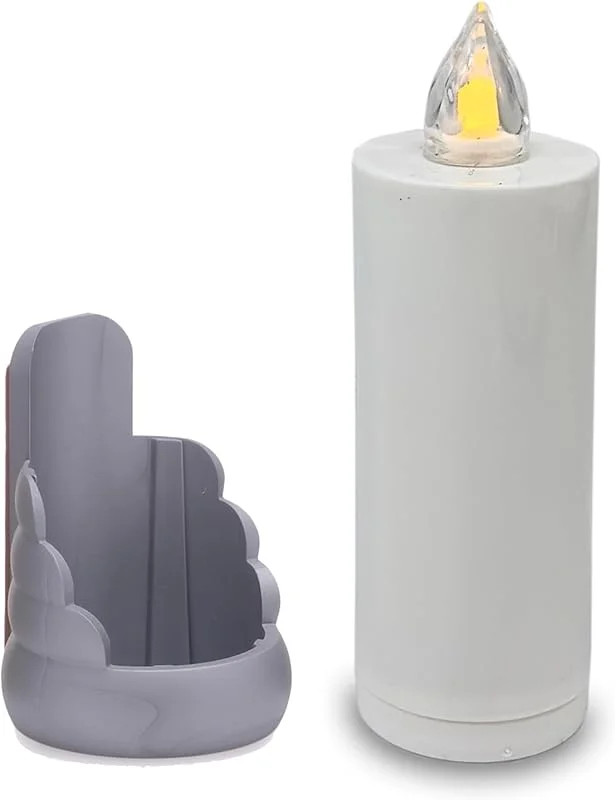 Besuche den AROBA-Store AROBA LED Grabkerze Trauerlicht - Flackereffekt wie echte Kerze - lange Brenndauer bis 60 Tage - wiederverwendbar Friedhofskerze Gedenkkerze Dauerkerze - weiß Silber — Kerzenlicht Abendessen
