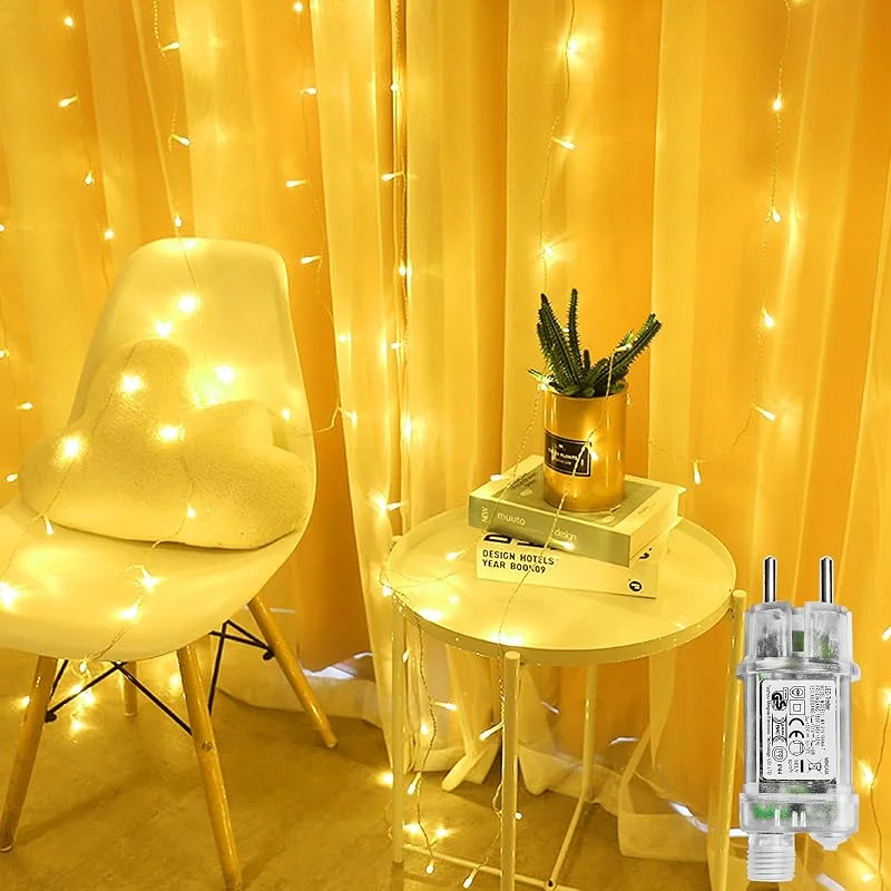 Besuche den FIVMEN-Store FIVMEN Lichtervorhang Innen 3x3 m 300 LED Lichterkette Strom mit Stecker 8 Modi Lichterkette Vorhang Weihnachtsdeko Lichterdeko für Fenster Schlafzimmer Wand, Warmweiß — Weihnachtsbeleuchtung