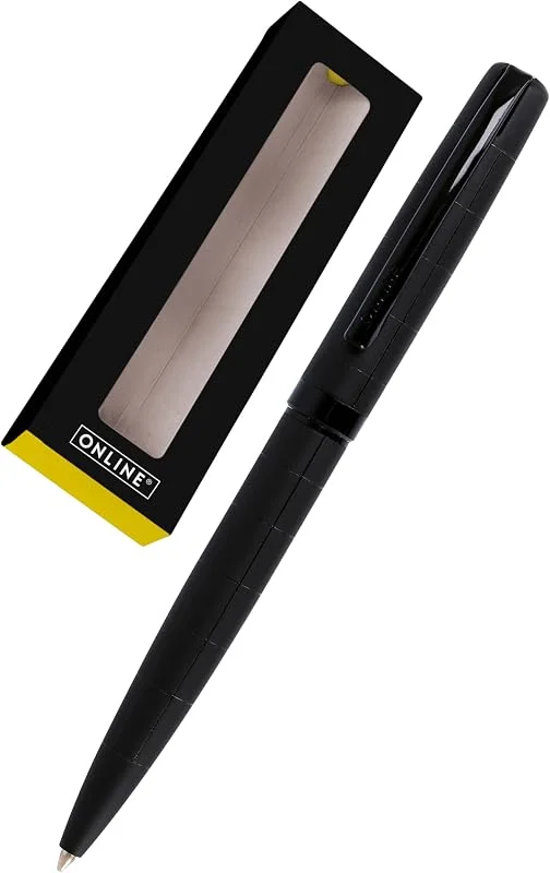 Besuche den Online-Store Online Drehkugelschreiber Eleganza I Metall I Black Style I auswechselbare Großraummine I Metallclip I Schreibfarbe Schwarz I Kugelschreiber inkl. Geschenkbox — Geschenkverpackung