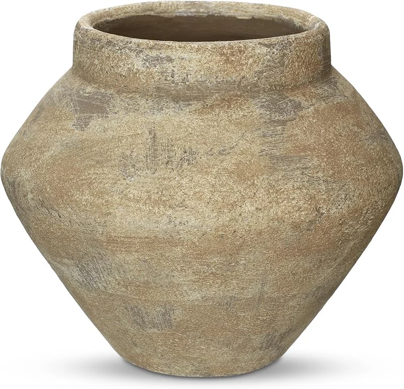 Besuche den Arborus-Store Vintage Vase 21 cm Blumenvase Braun Dekovase Zement Vasen für Blume — Kerzenlicht Abendessen