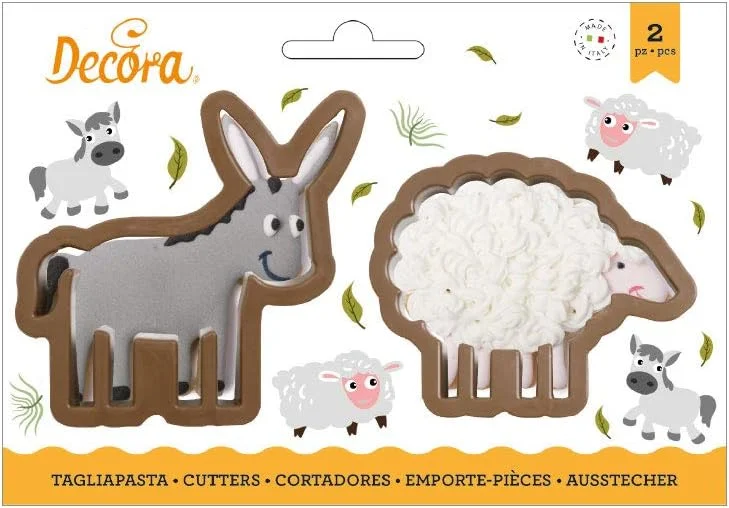 Marke: Decora Decora 0255202 AUSSTECHER AUS KUNSTSTOFF ESEL UND SCHAFE 2-TLG — Weihnachtskueche