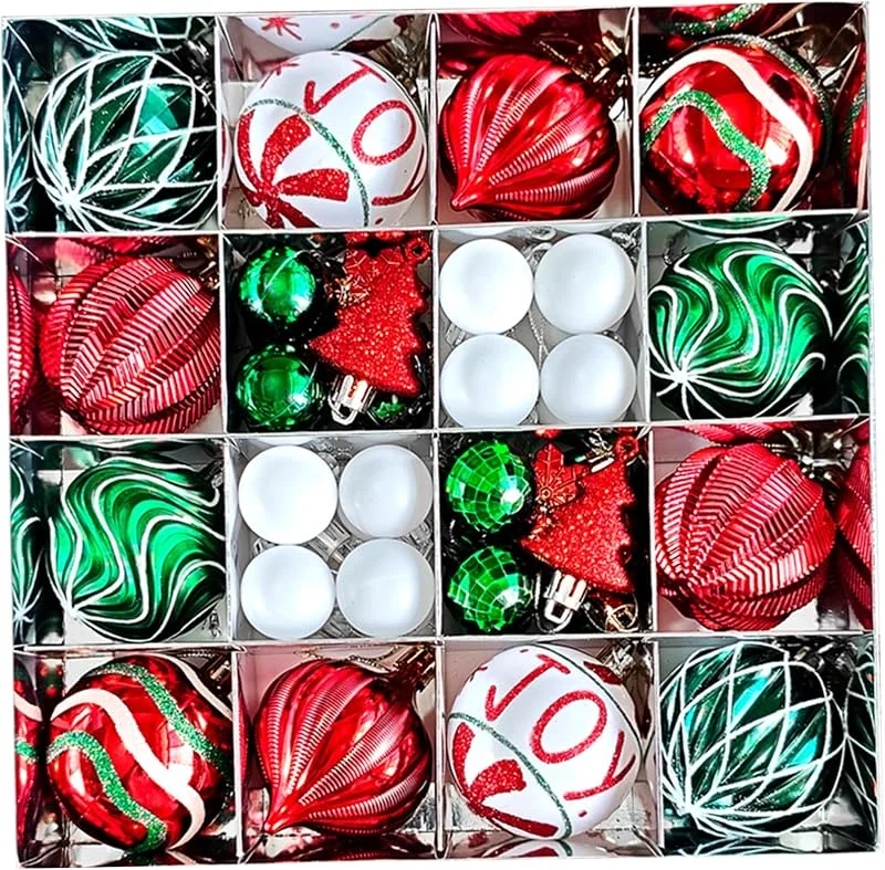 Marke: Aetherize 46-teiliges Weihnachtsbaumschmuck-Set mit hängenden Zuckerstangen und Schneeflocken, Mini-Baum-Hängedekoration, Weihnachtskugel-Ornamente für Urlaub, Party, Stil 3 — Weihnachtsdeko