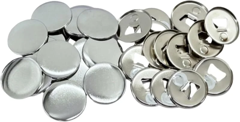 Marke: StaZamor 50-teiliges Button-Maker-Zubehör, 2-in-1-Flaschenöffner und Kühlschrankmagnet-Weißblechteile, Pin-Maker-Abzeichen-Bastelset, DIY-Button-Herstellungszubehör, Silber, 58 mm, 2, 28 Zoll — Wein und Festtafel